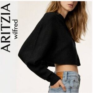 Wilfred Free Lolan Black Wool Cropped Sweater